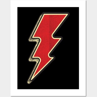 KICK ASS Flash Lightning Bolt Electricity Symbol Vintage Style Sketch Posters and Art